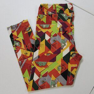 LulaRoe Geometric Cat Print Leggings TC2
